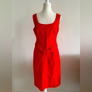 Tori Burch cherry red dress  no size label  sleeveless  belt